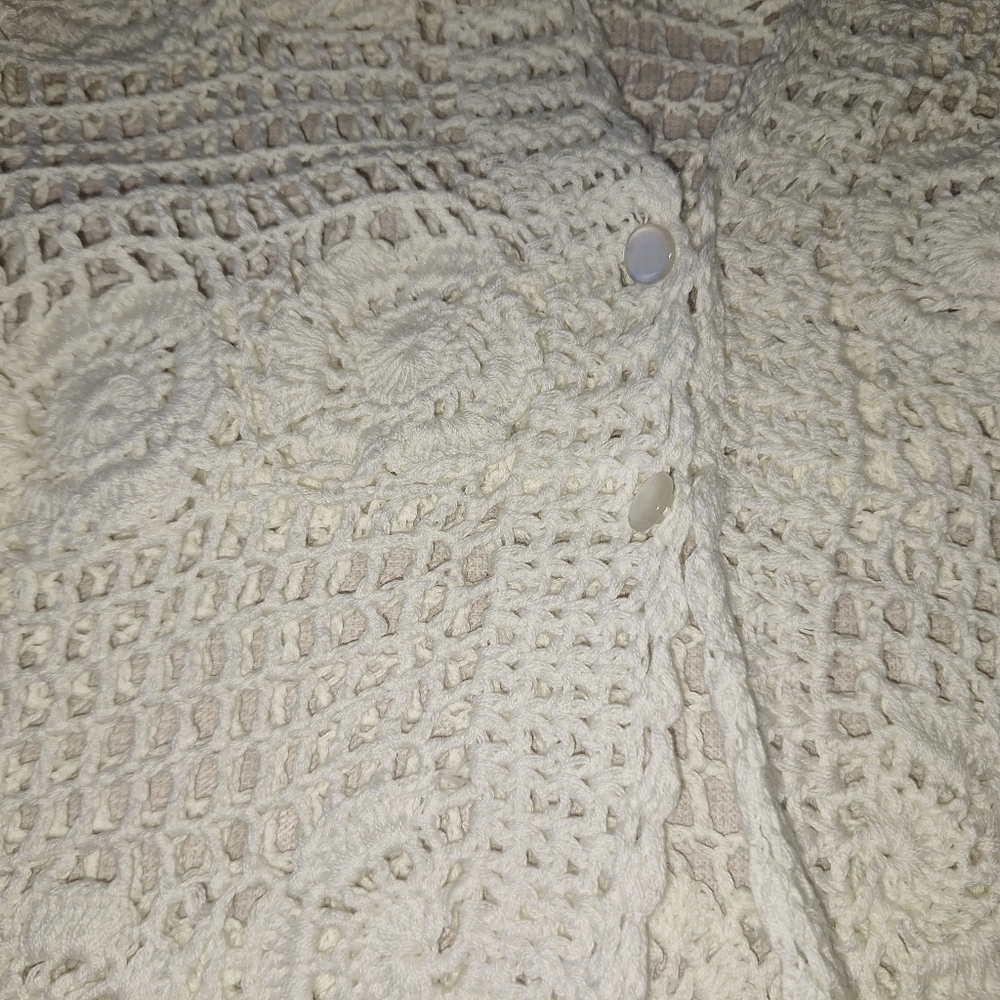 Vintage  Ivory Crochet Cardigan - Picture 4 of 4